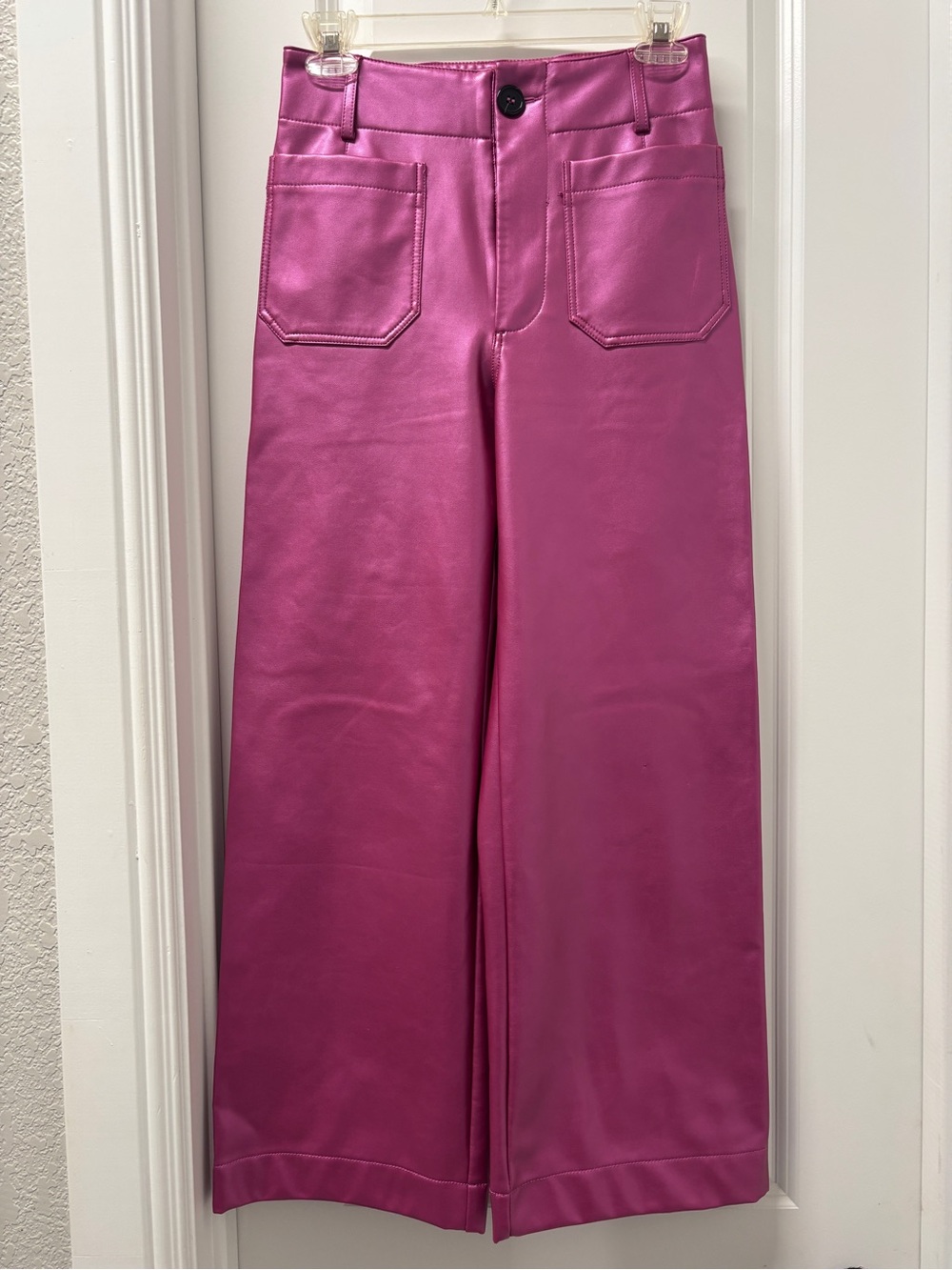 Maeve by Anthropologie The Colette Faux Leather Pants in Fuchsia- Size 25